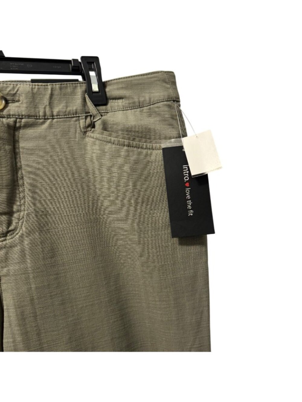 Intro. Kris Ankle Stretch Cotton Slub olive green Pants Size 16 women NWT - Picture 12 of 12